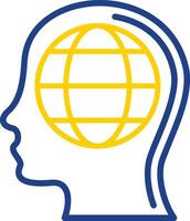 Global Mind Line Two Colour Icon Design vector