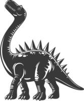 silueta prehistórico dinosaurio animal negro color solamente vector