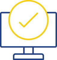 Computer Check Line Two Colour Icon Design vector