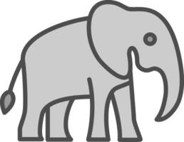 elefante línea lleno escala de grises icono diseño vector