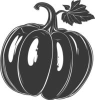 Silhouette pumpkin fruit black color only vector