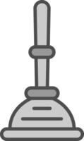 Plunger Line Filled Greyscale Icon Design vector