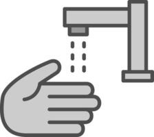 mano lavar línea lleno escala de grises icono diseño vector