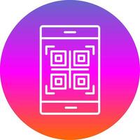 Qr Code Line Gradient Circle Icon vector