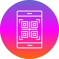 Qr Code Line Gradient Circle Icon vector