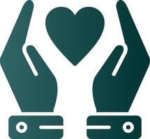 Hands Holding Heart Glyph Gradient Icon vector