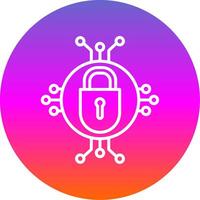 Cyber Security Line Gradient Circle Icon vector