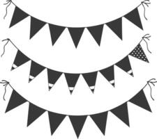 Silhouette Retro bunting party flag black color vector