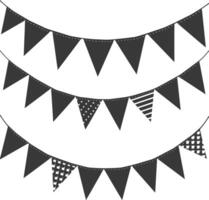 Silhouette Retro bunting party flag black color vector