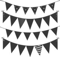 Silhouette Retro bunting party flag black color vector