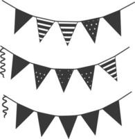 Silhouette Retro bunting party flag black color vector