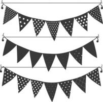 Silhouette Retro bunting party flag black color vector