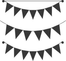 Silhouette Retro bunting party flag black color vector