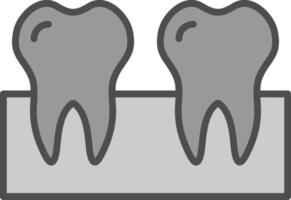 dientes línea lleno escala de grises icono diseño vector