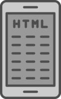 Mobile Coding Line Filled Greyscale Icon Design vector