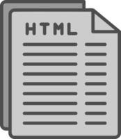 html archivo línea lleno escala de grises icono diseño vector