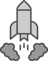 Rocket Launch Line Filled Greyscale Icon Design vector
