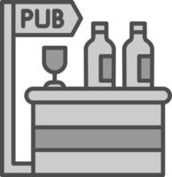 pub línea lleno escala de grises icono diseño vector