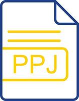 ppj archivo formato línea dos color icono diseño vector