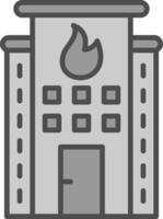 Fire Station Line Filled Greyscale Icon Design vector