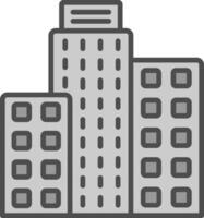 Building Line Filled Greyscale Icon Design vector