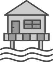 Beach Hut Line Filled Greyscale Icon Design vector