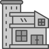 Building Line Filled Greyscale Icon Design vector