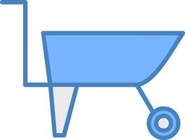 Wheelbarrow Line Filled Blue Icon vector