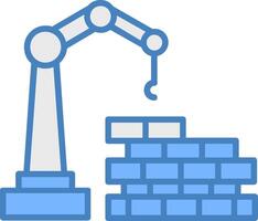 Wall Construction Line Filled Blue Icon vector