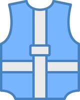 Safety Jacket Line Filled Blue Icon vector