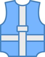 Safety Jacket Line Filled Blue Icon vector