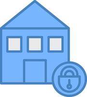 hogar seguridad línea lleno azul icono vector
