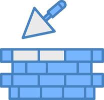 Brick Wall Line Filled Blue Icon vector