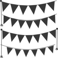 Silhouette Retro bunting party flag black color vector