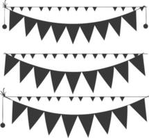 Silhouette Retro bunting party flag black color vector