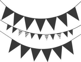 Silhouette Retro bunting party flag black color vector