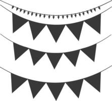 Silhouette Retro bunting party flag black color vector