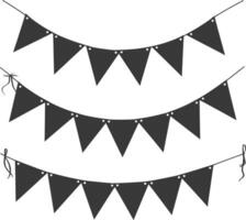 Silhouette Retro bunting party flag black color vector