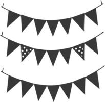 Silhouette Retro bunting party flag black color vector