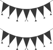 Silhouette Retro bunting party flag black color vector