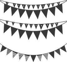 Silhouette Retro bunting party flag black color vector