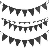 Silhouette Retro bunting party flag black color vector