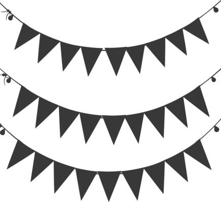 Silhouette Retro bunting party flag black color