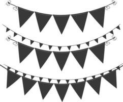 Silhouette Retro bunting party flag black color vector