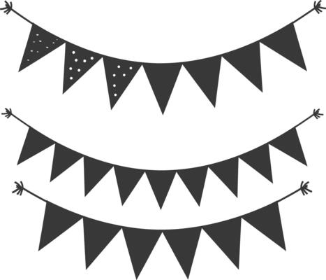 Silhouette Retro bunting party flag black color