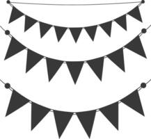 Silhouette Retro bunting party flag black color vector