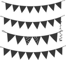 Silhouette Retro bunting party flag black color vector