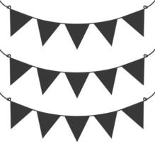 Silhouette Retro bunting party flag black color vector