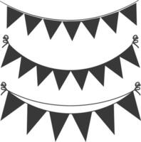 Silhouette Retro bunting party flag black color vector