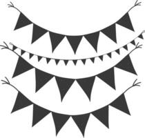 Silhouette Retro bunting party flag black color vector